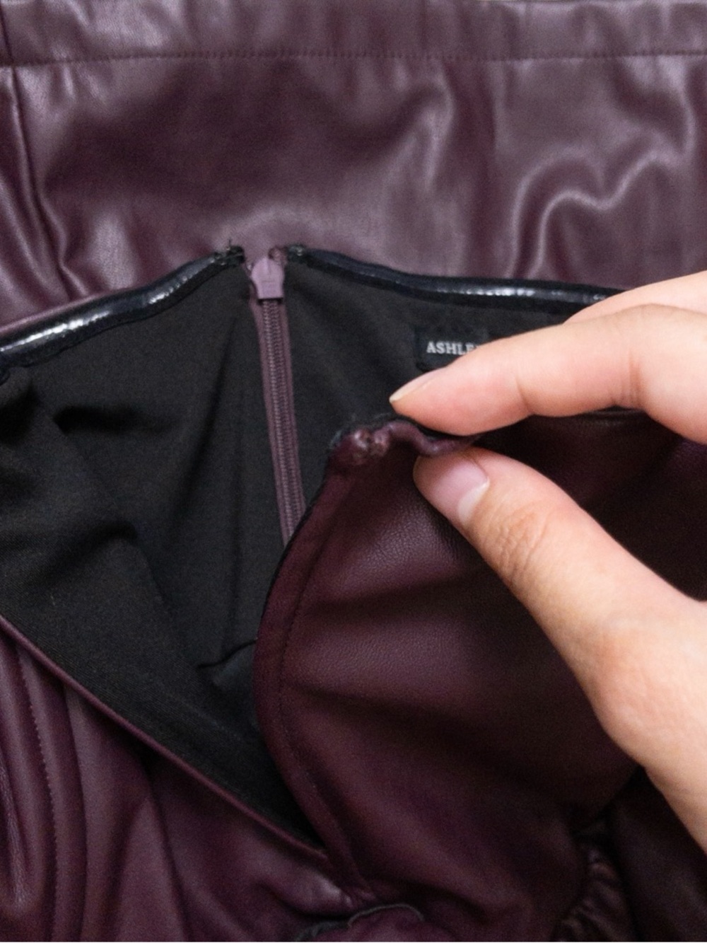 Ashley Park Voila Vegan Leather Mini Dress 12 Plum Strapless Rose Bow RTR - Picture 9 of 15